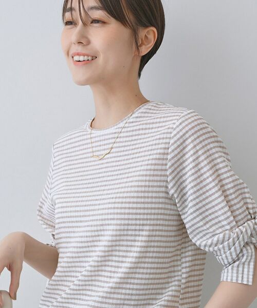 INDIVI/インディヴィ 【洗える/吸水速乾/UVケア】ねじりデザイン袖カットソー ライトベージュ(251) 13(LL) INDIVI/インディヴィ 【洗える/吸水速乾/UVケア】ねじりデザイン袖カットソー ライトベージュ(251) 13(LL)