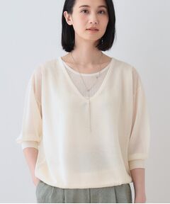 INDIVI / インディヴィ ニット・セーター | 【洗える／シアーラメ】レイヤード風ニット