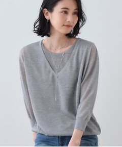 INDIVI / インディヴィ ニット・セーター | 【洗える／シアーラメ】レイヤード風ニット