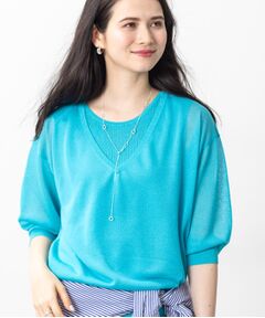 INDIVI / インディヴィ ニット・セーター | 【洗える／シアーラメ】レイヤード風ニット