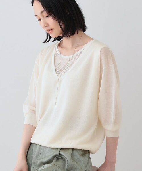 INDIVI / インディヴィ ニット・セーター | 【洗える/シアーラメ】レイヤード風ニット | 詳細2