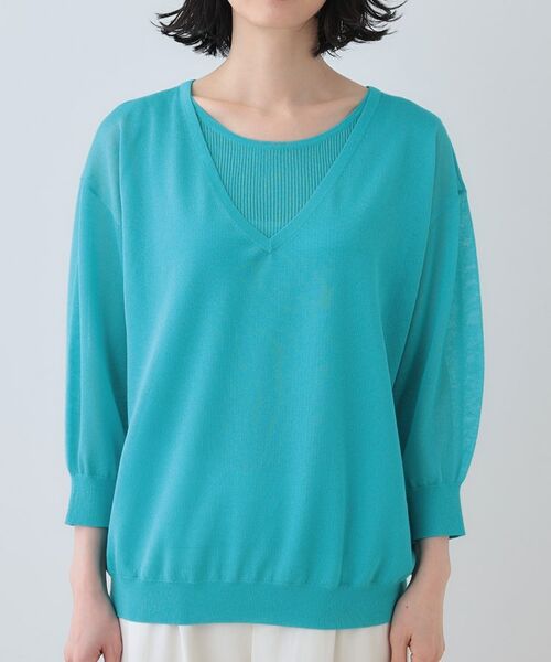 INDIVI / インディヴィ ニット・セーター | 【洗える/シアーラメ】レイヤード風ニット | 詳細22