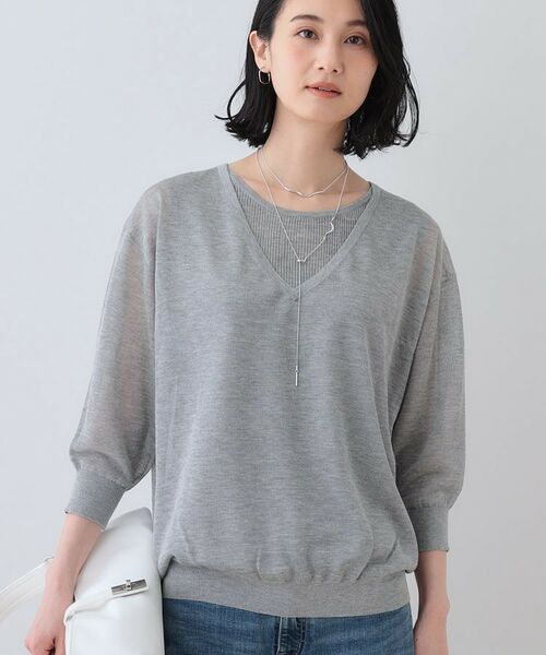 INDIVI / インディヴィ ニット・セーター | 【洗える/シアーラメ】レイヤード風ニット | 詳細6