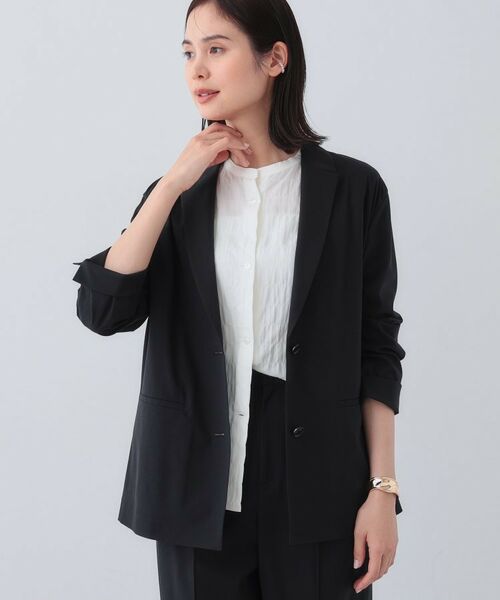 INDIVI/インディヴィ 【日本製/SETUP可能】コットン混カーディガンライクジャケット ブラック(019) 38(M) INDIVI/インディヴィ 【日本製/SETUP可能】コットン混カーディガンライクジャケット ブラック(019) 38(M)