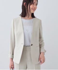 INDIVI / インディヴィ テーラードジャケット | 【日本製／SETUP可能】トリアセテート混ノーカラージャケット