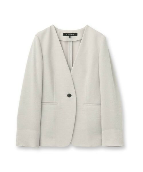 INDIVI / インディヴィ テーラードジャケット | 【日本製／SETUP可能】トリアセテート混ノーカラージャケット | 詳細1