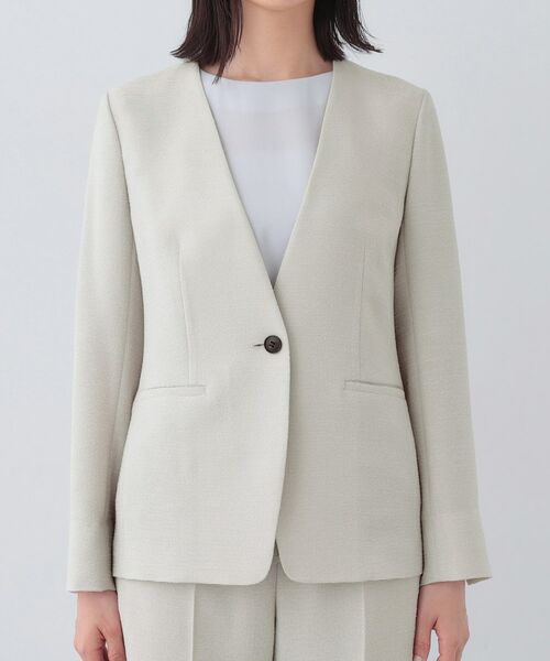 INDIVI / インディヴィ テーラードジャケット | 【日本製／SETUP可能】トリアセテート混ノーカラージャケット | 詳細10
