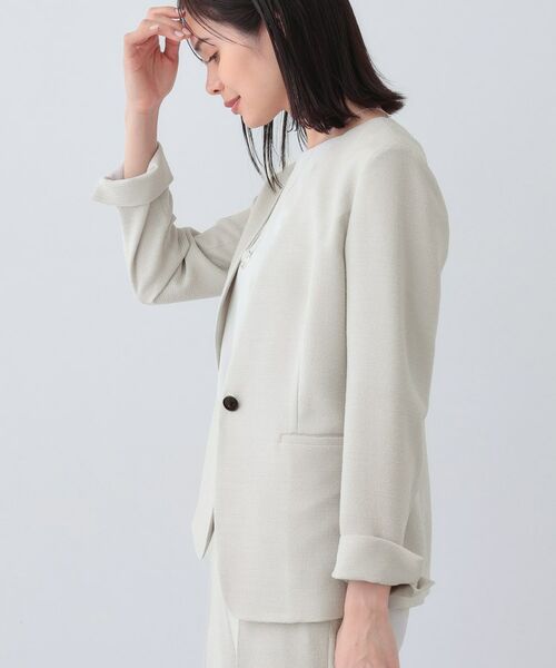 INDIVI / インディヴィ テーラードジャケット | 【日本製／SETUP可能】トリアセテート混ノーカラージャケット | 詳細2