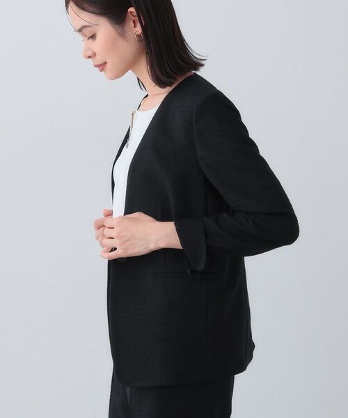 INDIVI / インディヴィ テーラードジャケット | 【日本製／SETUP可能】トリアセテート混ノーカラージャケット | 詳細6