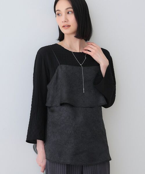 INDIVI/インディヴィ 【2点セット/洗える】カセット服 キャミ&ブラウス セットトップス ブラック(019) 05(XXS) INDIVI/インディヴィ 【2点セット/洗える】カセット服 キャミ&ブラウス セットトップス ブラック(019) 05(XXS)