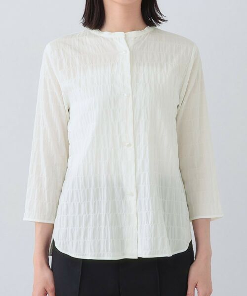 INDIVI / インディヴィ シャツ・ブラウス | 【日本製／サッカー素材】バンドカラーブラウス | 詳細10