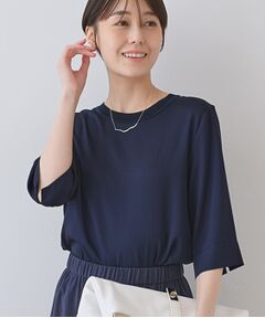 INDIVI / インディヴィ シャツ・ブラウス | 【洗える／5分袖】シルク風素材オフィスブラウス