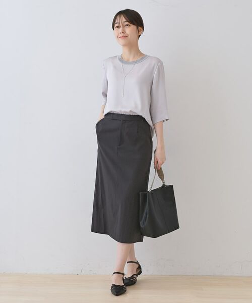 INDIVI / インディヴィ シャツ・ブラウス | 【洗える／5分袖】シルク風素材オフィスブラウス | 詳細10