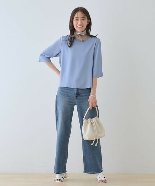 INDIVI / インディヴィ シャツ・ブラウス | 【洗える／5分袖】シルク風素材オフィスブラウス | 詳細14