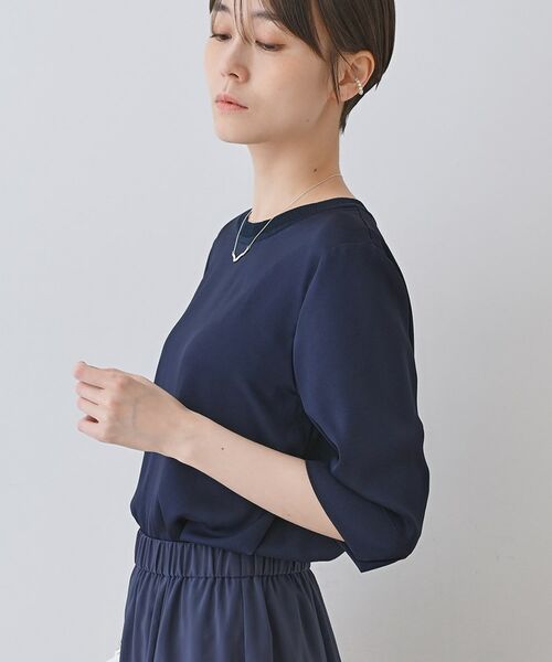 INDIVI / インディヴィ シャツ・ブラウス | 【洗える／5分袖】シルク風素材オフィスブラウス | 詳細19