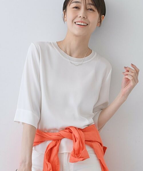 INDIVI / インディヴィ シャツ・ブラウス | 【洗える／5分袖】シルク風素材オフィスブラウス | 詳細4