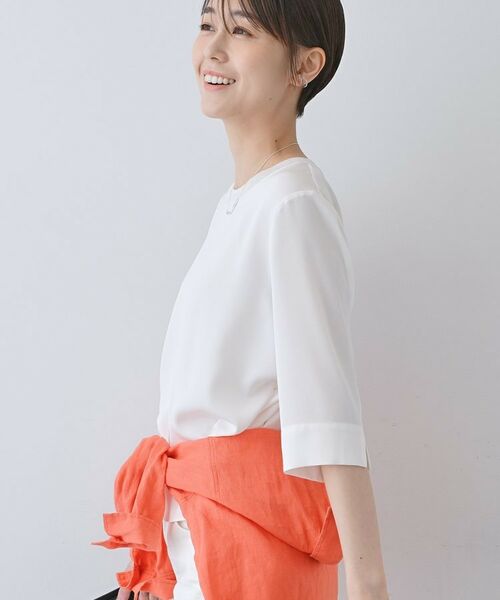 INDIVI / インディヴィ シャツ・ブラウス | 【洗える／5分袖】シルク風素材オフィスブラウス | 詳細5