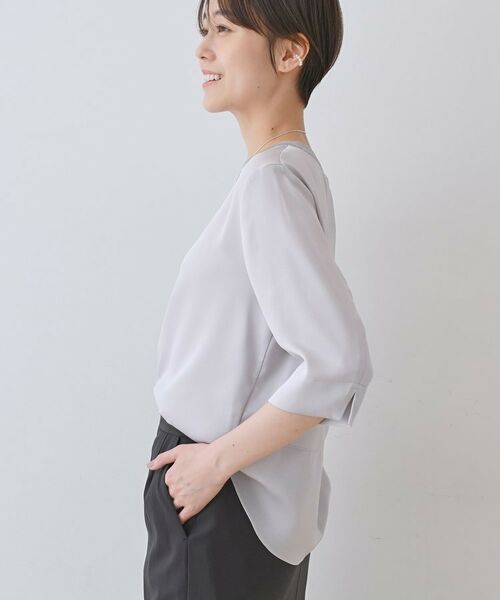 INDIVI / インディヴィ シャツ・ブラウス | 【洗える／5分袖】シルク風素材オフィスブラウス | 詳細8