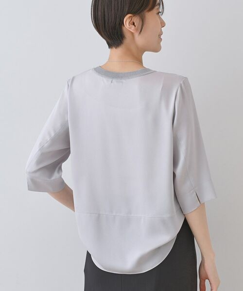 INDIVI / インディヴィ シャツ・ブラウス | 【洗える／5分袖】シルク風素材オフィスブラウス | 詳細9