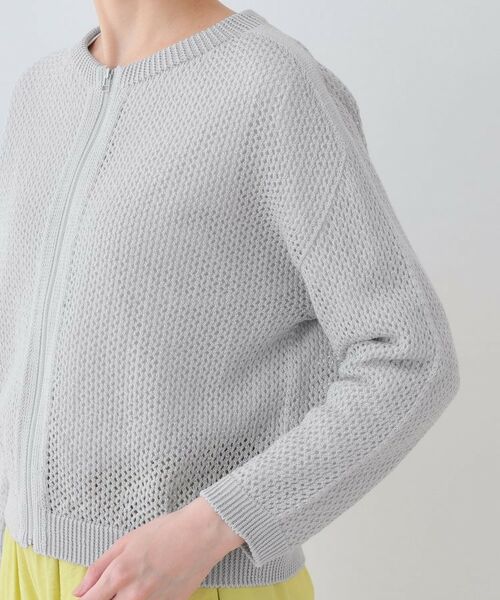 INDIVI / インディヴィ カーディガン・ボレロ | 【洗える/コットン100%】メッシュ柄ニットブルゾン | 詳細18