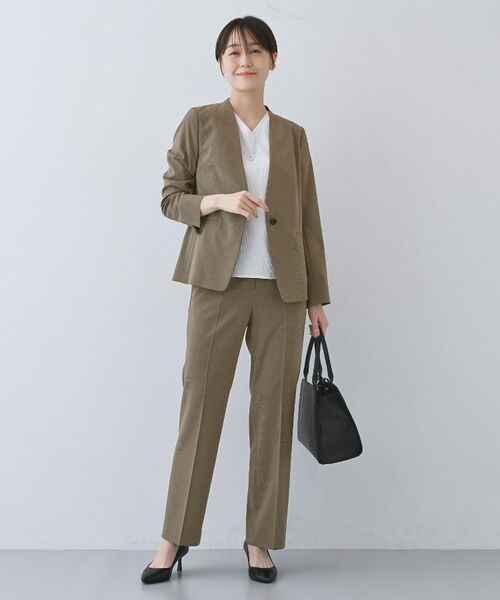 INDIVI / インディヴィ ノーカラージャケット | 【洗える／夏スーツ】ミニ千鳥柄ノーカラージャケット | 詳細12