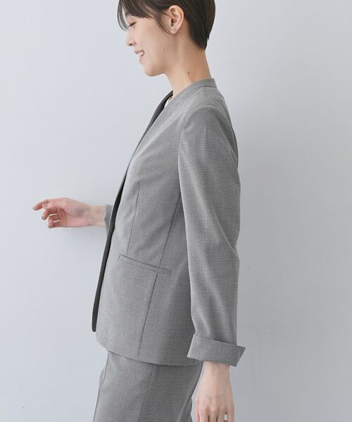 INDIVI / インディヴィ ノーカラージャケット | 【洗える／夏スーツ】ミニ千鳥柄ノーカラージャケット | 詳細6