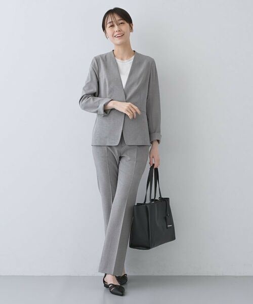 INDIVI / インディヴィ ノーカラージャケット | 【洗える／夏スーツ】ミニ千鳥柄ノーカラージャケット | 詳細8