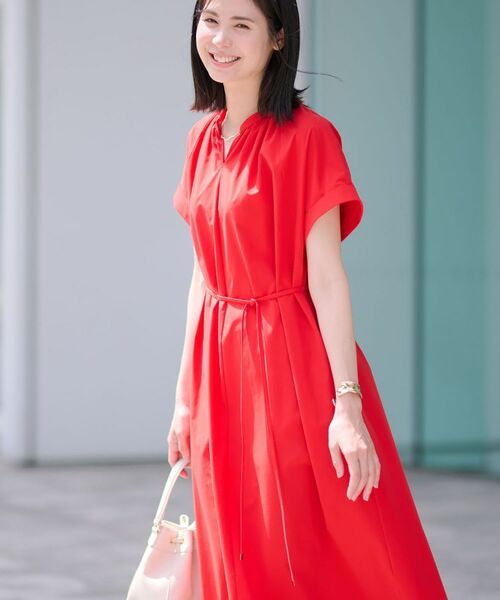 INDIVI / インディヴィ ミニ丈・ひざ丈ワンピース | 【通気性◎撥水/UV/接触冷感】アクティブワンピース(レッド(062))