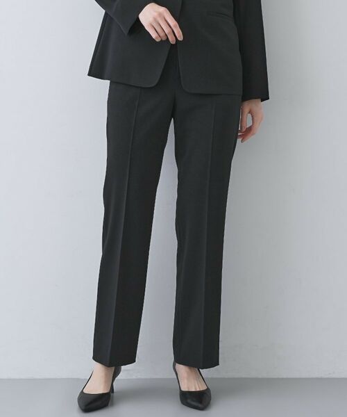 INDIVI / インディヴィ パンツ | 【洗える/夏スーツ】ミニ千鳥柄ストレートパンツ(ブラック(019))