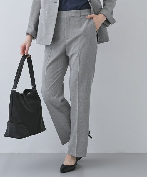 INDIVI / インディヴィ パンツ | 【洗える/夏スーツ】ミニ千鳥柄ストレートパンツ(ブラック(419))