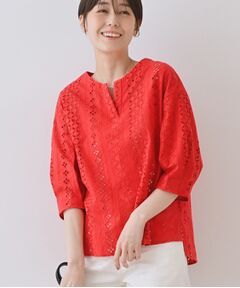 INDIVI / インディヴィ シャツ・ブラウス | 【刺繍／レース】スラッシュネックブラウス