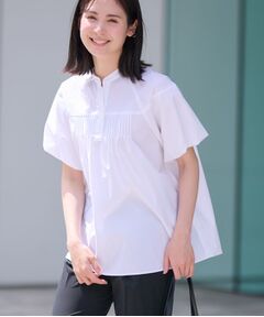 新品タグ付 大きいサイズ インディヴィ バントカラー ブラウス ボリューム袖 カットソー素材ボリューム袖ブラウス<大きいサイズ有> 通販