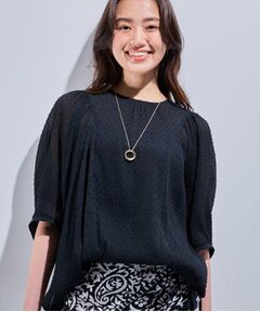 INDIVI / インディヴィ シャツ・ブラウス | 【洗える／ドット柄／凹凸素材】袖コンシャスドルマンブラウス