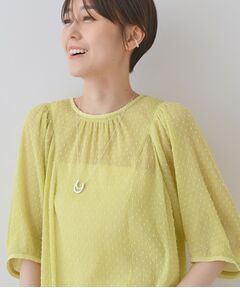 INDIVI / インディヴィ シャツ・ブラウス | 【洗える／ドット柄／凹凸素材】袖コンシャスドルマンブラウス