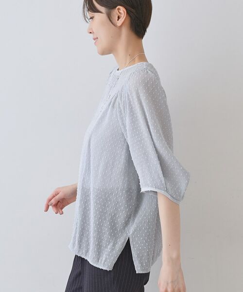 INDIVI / インディヴィ シャツ・ブラウス | 【洗える/ドット柄/凹凸素材】袖コンシャスドルマンブラウス | 詳細12