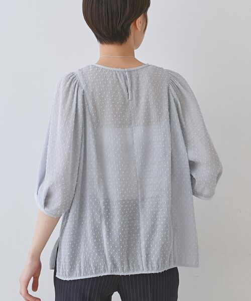 INDIVI / インディヴィ シャツ・ブラウス | 【洗える/ドット柄/凹凸素材】袖コンシャスドルマンブラウス | 詳細13