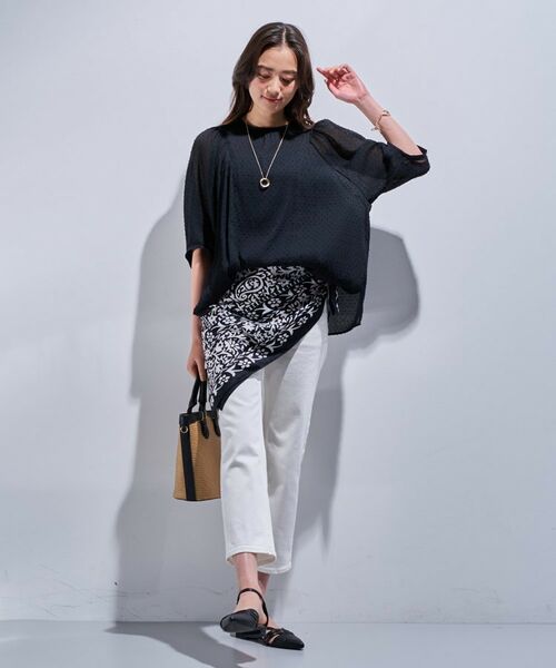 INDIVI / インディヴィ シャツ・ブラウス | 【洗える/ドット柄/凹凸素材】袖コンシャスドルマンブラウス | 詳細18