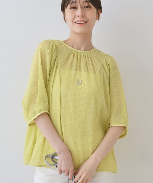 INDIVI / インディヴィ シャツ・ブラウス | 【洗える/ドット柄/凹凸素材】袖コンシャスドルマンブラウス | 詳細24