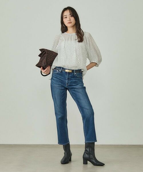 INDIVI / インディヴィ シャツ・ブラウス | 【洗える/ドット柄/凹凸素材】袖コンシャスドルマンブラウス | 詳細4
