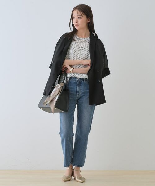 INDIVI / インディヴィ シャツ・ブラウス | 【洗える/ドット柄/凹凸素材】袖コンシャスドルマンブラウス | 詳細7