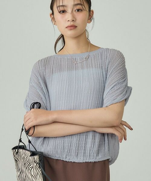 INDIVI / インディヴィ シャツ・ブラウス | 【洗える／ドット柄／凹凸素材】プリーツデザインブラウス | 詳細2