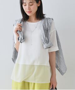 INDIVI / インディヴィ カットソー | 【洗える】裾シアー半袖トップス