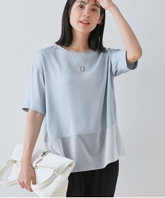 INDIVI / インディヴィ カットソー | 【洗える】裾シアー半袖トップス