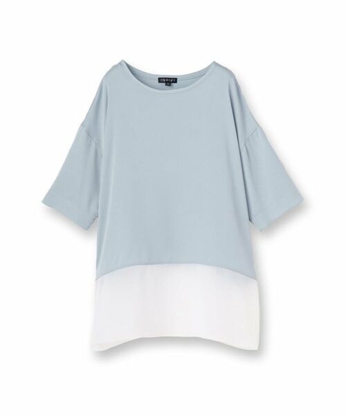 INDIVI / インディヴィ カットソー | 【洗える】裾シアー半袖トップス | 詳細1