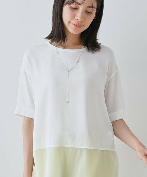 INDIVI / インディヴィ カットソー | 【洗える】裾シアー半袖トップス | 詳細2