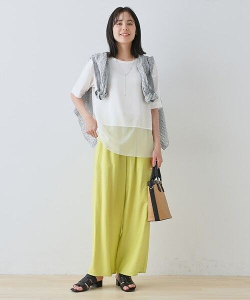 INDIVI / インディヴィ カットソー | 【洗える】裾シアー半袖トップス | 詳細4