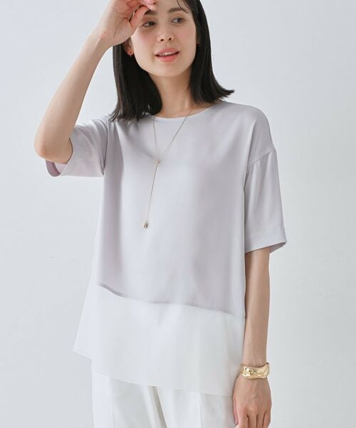 INDIVI / インディヴィ カットソー | 【洗える】裾シアー半袖トップス | 詳細6