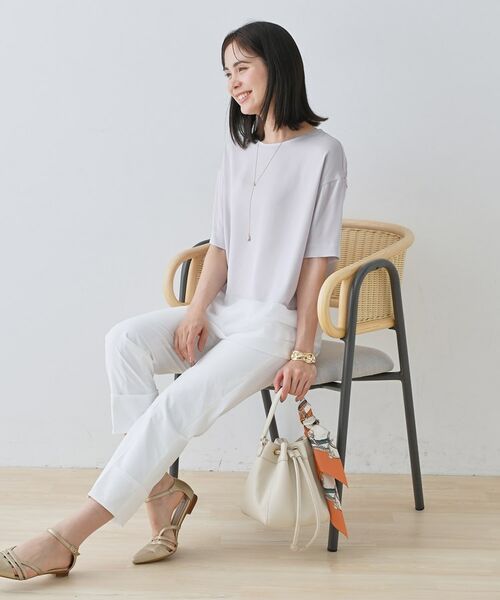 INDIVI / インディヴィ カットソー | 【洗える】裾シアー半袖トップス | 詳細7