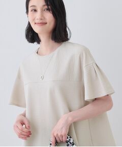 INDIVI / インディヴィ カットソー | 【洗える／体型カバー】凹凸素材フレアデザイントップス