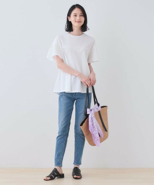 INDIVI / インディヴィ カットソー | 【洗える／体型カバー】凹凸素材フレアデザイントップス | 詳細7